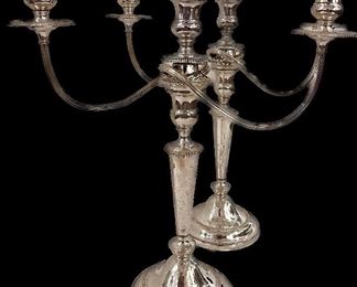 0f. Pair of Michael Bolton signed silver over copper candelabra