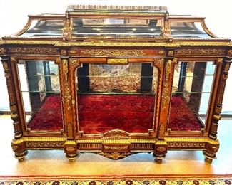 Antique English Vitrine with Ormolu, signed Hindley & Sons, c 1860-1890
