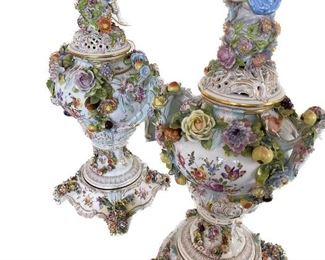 3g Pair of Meissen Urns