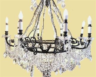 Pair of Matching Crystal 8 Branch Chandeliers