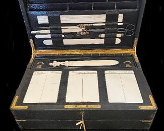 3h7 Leather & Brass Lap Desk-First Prize from the 1862 International Exhibition in London