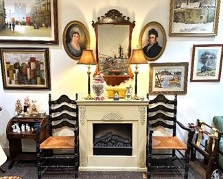 3j1. Portable electric fireplace with mantel