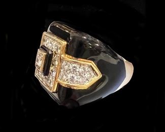 David Webb Enamel and Diamond Ring
