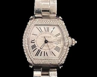 4d7. Cartier stainless steel and diamond watch