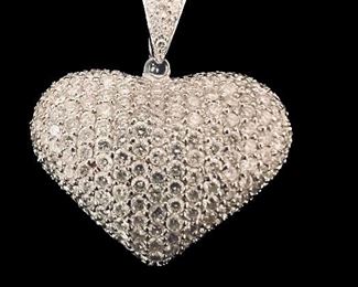4e1. 14K and pave diamond heart pendant