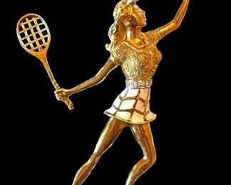 4j. Diamond and enamel tennis brooch with pearl