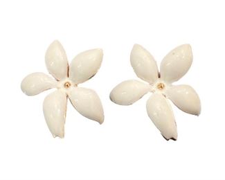 4l. Carolina Herrera 14k Gold and enamel earrings