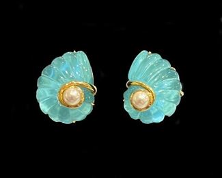 4q2a. Trianon Turquoise Crystal Pearl Earrings