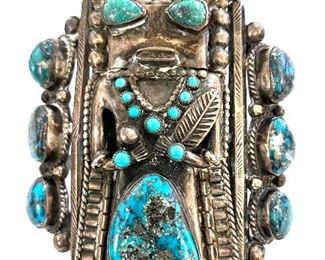 4s6. Helen Long designed sterling turquoise cuff