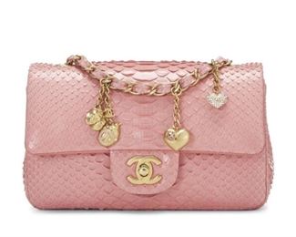 5g8. Pink Chanel python "Valentine" purse.