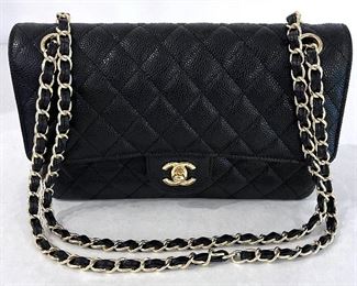 5h7. Black Chanel caviar double flap