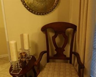 Arm Chair that goes with Dining Table - Small Side Table - Oversized Brass Platter