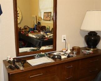 Midcentury 9 Drawer Dresser with Mirror