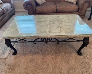 Marble Coffee Table with Glass Topper