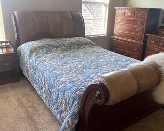 Leather Framed Queen Bed with Mattress