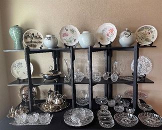 Crystal, Silverplate, Tea Sets, Oriental Vases and plates