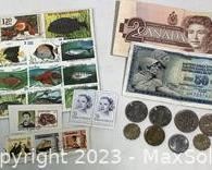 wlot of foreign money and stamps181 t