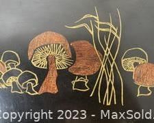 wvintage mid century couroc mushroom inlaid serving tray931 t