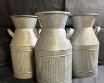 wthree metal milk cans5291 t