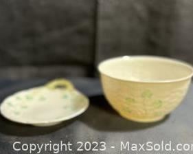 wvintage irish belleek shamrock dish set5191 t