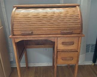 childs oak roll top desk