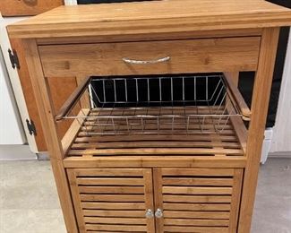 Bamboo rolling kitchen cart