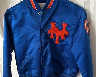 Vintage NY METS  blue satin Starter Jacket Youth L