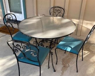 Outdoor Patio Set.  (4) Powder coated chairs w/ Sunbrella Fabric