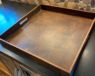 Large Leather-bound Bar Tray