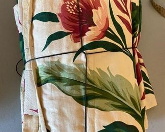 Barkcloth Curtains, 2 Panels + Valence