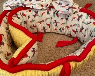 Cowboy themed baby crib bumper and ruffle sheet set