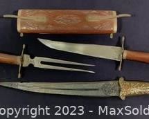 wvintage carving set and decorative dagger401 t