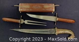wvintage carving set and decorative dagger401 t