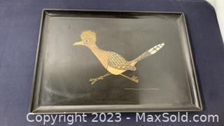 wvintage mid century couroc road runner inlaid serving tray911 t