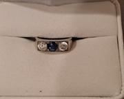 w18k white gold womens ring with 4mm blue saphire21 t