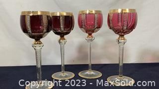 wred bohemian crystal moser goblet wine glasses1071 t
