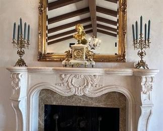 Gilt Parisian Mantle Clock - Pr. Brass Candleabra