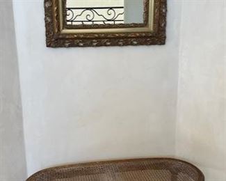 Antique Oval Carved Bench - Antique Mirror