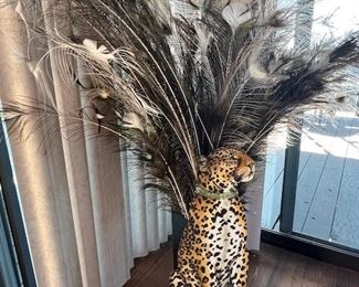 Cheetah Peacock Feather Vase