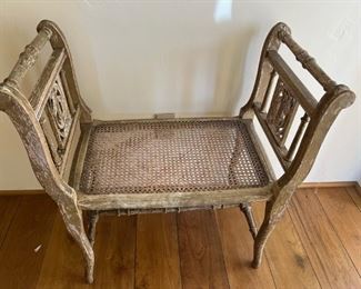 Antique French Caned Bench (pr)