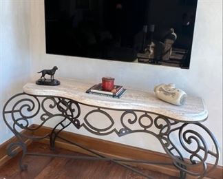 Iron Console with Travertine Top