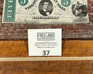 Virginia Confederate $5 treasury note