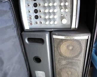 Kustom Amplifier, Sub woofer, and speaker in Rolling Bag
