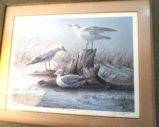 "Joe Latil" signed and numbered print "Gray-Winged Trio _ Gulls" 92/100