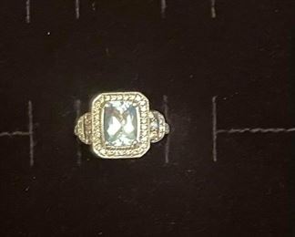 Levian 14K Aquamarine & Diamond Ring