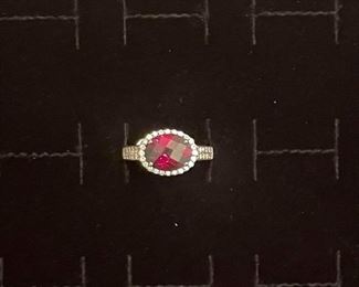 14 Levian Garnet & Diamond Ring 