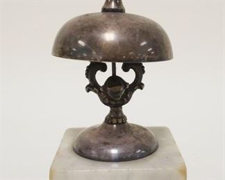 1017	SILVERPLATED HOTEL DESK BELL ON MARBLE BASE, APPROXIMATELY 3 IN SQUARE X 6 IN HIGH
