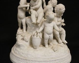 1033	BISQUE FIGURE OF CHERUBS EATING GRAPES & DRINKING WINE, APPROXIMATELY 10 1/4 IN HIGH
