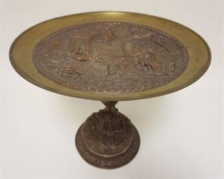 1035	LARGE MIXED METAL TAZZA MARKED DILIGENTIA AT BASE, DEPICTING FINELY DETAILED NEOCLASSICAL SCENES THROUGHOUT, APPROXIMATELY 13 1/4 IN X 11 IN HIGH
