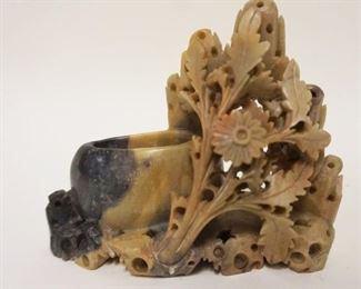 1048	SOAPSTONE CARVING OF FLOWERS, APPROXIMATELY 6 IN X 5 IN HIGH
